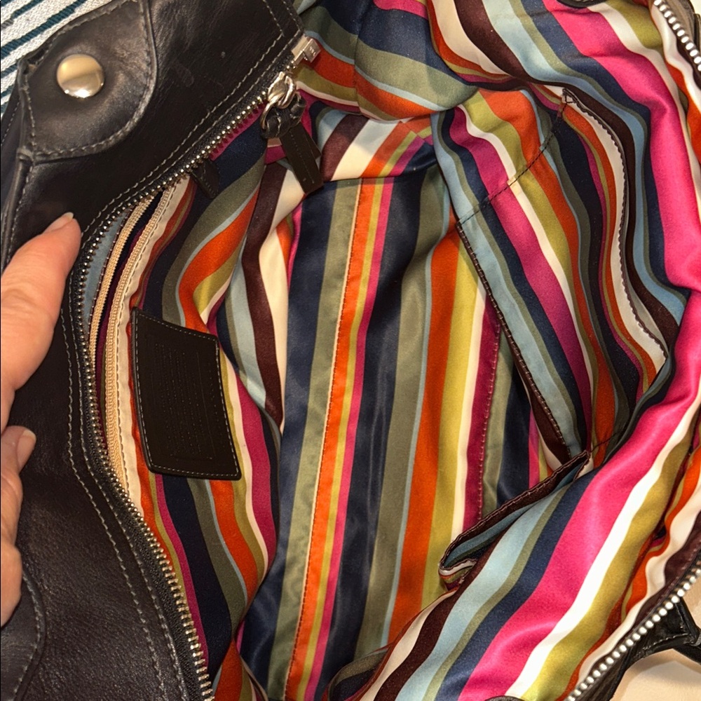 Coach Legacy Stripe Bleeker Black Leather Tote - Picture 3 of 17